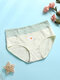 Women Daisy Letter Print Graphene Antibacterial Cotton Cozy High Waist Panties - #04