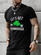 Mens Clover Slogan Print Crew Neck St Patrick's Day Short Sleeve T-Shirts Winter - Black