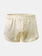 Men Faux Silk Comfortable Casual Home Pants Loose Plus Size Mini Arrow Underwear Shorts - Gold
