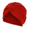 Solid Color Elastic Cap Beanie Hat Anti Ear Straps With Button - Red