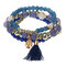4 Pcs/set Pearl Glass Bead Bracelet with Tassel Crystal Pendant Bracelets Pack for Women - Blue