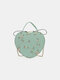 Women Floral Chain Embroidery Heart-shaped Bag Satchel Bag Shoulder Bag Handbag - Green