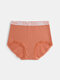 Plus Size Women Cotton Breathable Antibacterial High Waist Panties With Logo Waistband - Orange
