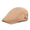 Men's Embroidery Cotton Cap Forward Hat British Retro Sun Hat Literary Beret - Beige