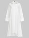 Casual Solid Color Asymmetrical Turn Down Collar Maxi Shirt Dress - White