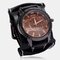 Vintage Distressed Cow Leather Bracelet Watch Adjustable Fake Three-Hand Men Quartz Watch - Black