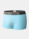 Mens Sexy Thin Patchwork Ice Silk Underwear Soft Breathable Stretch U Convex Boxer Briefs - Blue