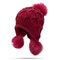 Womens Winter Warm Crochet Knitted Wool Beanie Pompom Ball Hat Vogue Fur Ball Ski Cap Bucket Hat - Wine Red