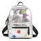 New Trend Fashion Bag Glossy Print Compact Backpack Rainbow Backpack Cute Wild - Silver-638
