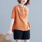 New Large Size Women's Short-sleeved Button Comfortable Fat Mm Loose Casual Cover Belly Shirt - caramel colour