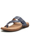 Summer Women's Fashion Cork Footbed Plus Size Flip-Flops Sandals - Blue