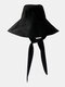 Unisex Cotton Wide Brim Adjustable Tie Outdoor Travel Sunshade Bucket Hat - Black