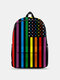 Women Nylon Colorful Cartoon Rainbow Large Capacity Backpack - 13