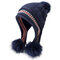 महिलाओं के घुटने की टोपी और दस्ताने सर्दियों सेट टोपी कान फ्लैप के साथ सेट करें बेनी टोपी अशुद्ध फर पोम पोम के साथ - #07
