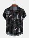 Мужчины Винтаж Буквенный принт с картинками Пляжный Повседневная одежда Рубашка - Черный