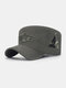 Men Cotton Embroidery Print Susnhade Outdoor Casual Flat Hat Peaked Cap Military Hat - Green