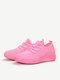 Women Mesh Solid Color Lightweight Sport Casual Shoes - Pink