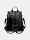 Women Artificial Leather Vintage Crocodile Embossing Backpack Convertible Strap Large Capacity Crossbody Bag - Black