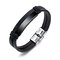 Casual Three-color Stainless Steel Pendant Bracelet Double Leather Men's Bracelet Vintage Jewelry - Black