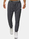 Mens Solid Color Color Cotton Slim Fit Sport Casual Drawstring Waist Jogger Pants - Gray