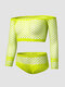 Damen Sexy Net Transparent Slashes dünne atmungsaktive bequeme Pyjama-Sets - Grün