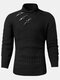 Mens Patchwork High Neck Slim Fit Designer Long Sleeve Sweater - Black