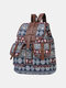 Women Bohemian Geometric Vintage Printed Large Capacity Cover Backpack - #03