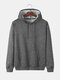Mens Solid Color Cotton Simple Loose Leisure Drawstring Hoodies With Muff Pocket - Dark Grey