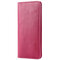 Women Men Genuine Leather Business Phone Case Card Wallet - Rose Red