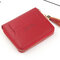 Women Short Wallet Cute 4 Card Slot Card Holder Solid Coin Purse - Red