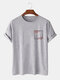 Mens Plum Bossom Chest Print Cotton Short Sleeve T-Shirts - Gray