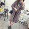 Pocket Wild Sweater Coat Long Section Loose Thick Knit Cardigan - Toon purple