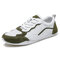 Men Stylish Color Blocking Soft Lace Up Casual Driving Shoes - Green