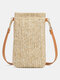 Casual Straw Simple Design Multifunction 6.8 Inch Phone Bag Crossbody Bag - Rice Yellow