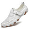 Men Breathable Leather Non Slip Business Soft Sole Casual Driving Shoes - White