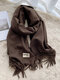 Unisex Artificial Cashmere Solid Color Letter Label Tassel Warmth All-match Scarves - Coffee