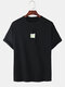 Mens Cartoon Sheep & Frog Print Solid Color Breathable Loose Casual T-Shirts - Black 1