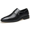 Men Leather Hole Breathable Non Slip Soft Casual Formal Shoes - Black