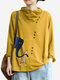 Casual Print Button Turtleneck Overhead Sweatshirt - Yellow