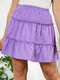 Plus Size Polka Dot Ruffle Trim Skirt - Purple