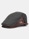 Men's Knit Flat Cap Padded Warm Beret Caps Casual Outdoor Visor Forward Hat - Gray
