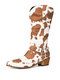 Large Size Cow Pattern Casual Slip-on Chunky Heel Womens Cowboy Boots - Brown Cow Pattern