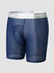 Men Mesh Breathable Stitching See Through Printing Waistband Boxers Brief - Navy