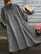 Plaid Lapel Button Casual Plus Size Long Shirt - Black