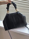 All-Match Waterproof Large Capacity Pleated Design Crossbody Bag Handbag - Black