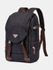 Vintage Canvas Two Tone Buckle Front  Multi-pocket Travel Outdoor Laptop Bag Backpack Handbag - Black