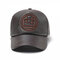 Men Embroidery Adjustable Baseball Cap PU Artificial Leather Dad Hat Warm Outdoor Sports Hat - Dark Coffee