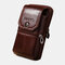 Men 6.3 Inch Solid Genuine Leather Belt Phone Bag - #03