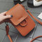 Women Casual PU Leather Cover Phone Bag Crossbody Bag  - Light Brown
