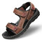 Men Open Toe Double Hook Loop Outdoor Water Leather Sandals - Brown